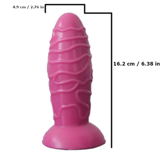 This is an image of Rectal Indulgence Suction Cup Anal Dildo, made of medical silicone with ridges for unique sensations during anal or vaginal play.