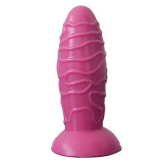 Presenting an image of Rectal Indulgence Suction Cup Anal Dildo, featuring a tapered shape and twisty veiny textures for intense pleasure.