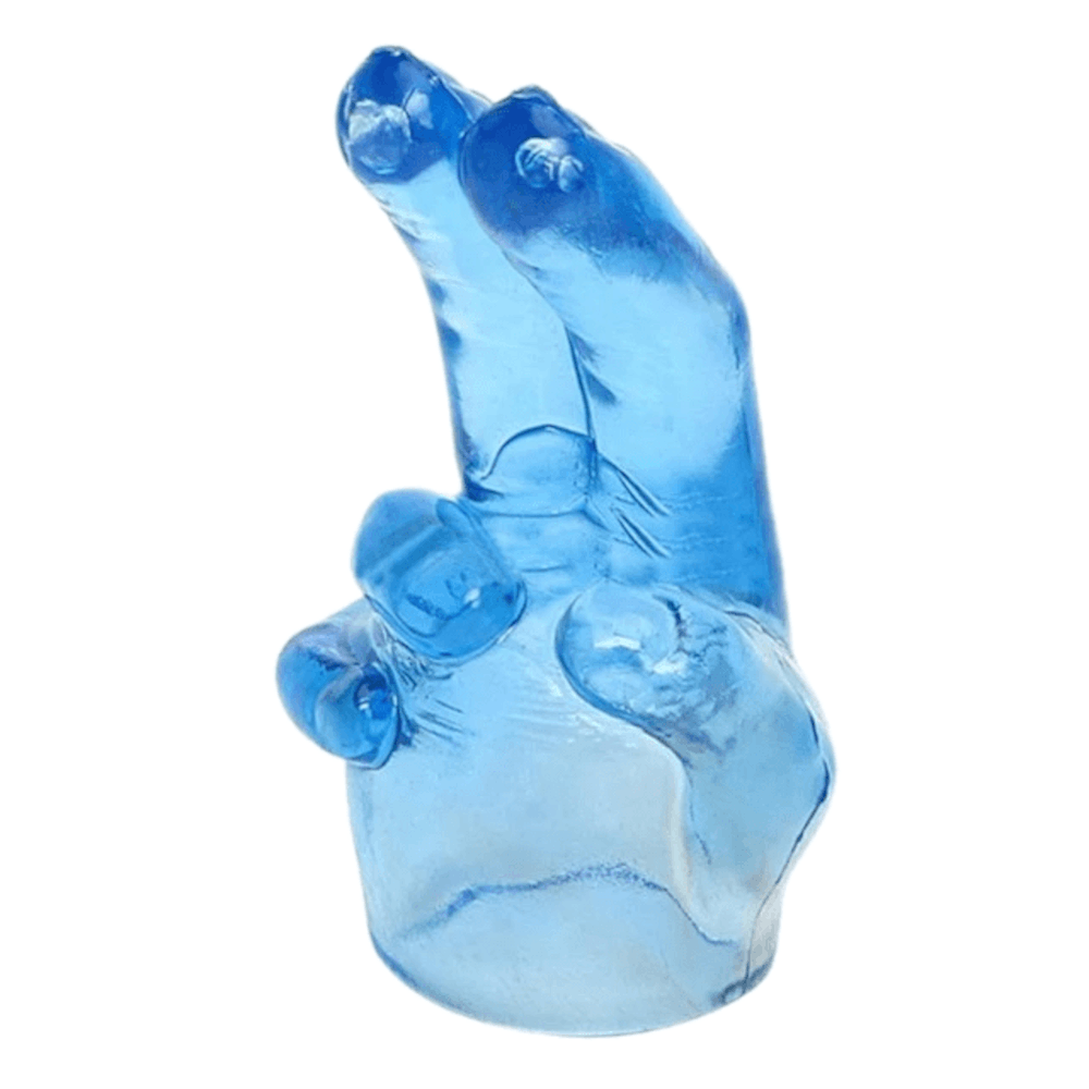 Two-Finger Stimulation Bluish Clear Dildo