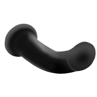 Displaying an image of Smooth 4 Inch Black Dildo with Suction Cup for beginners.
