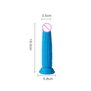 Blue Corn 7 Inch Fetish Fantasy Dildo image showing non-porous, phthalate-free silicone material, perfect for hands-free penetration play.