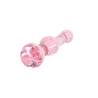 Displaying an image of the double ended glass wand in pink, perfect for temperature play by immersing in warm or cold water.