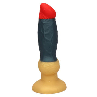 This is an image of a Tri-Color Waterproof Animal Werewolf Dog Silicone Knot Dildo With Suction Cup.