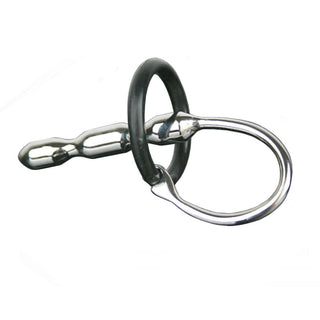 Check out an image of Erotic Solid Steel Penis Plug with a length of 3.54 inches and beaded edges varying in diameter, crafted for profound sensory stimulation.