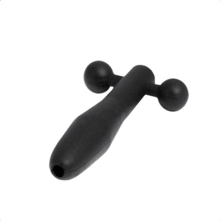 A close-up image of the tapered insertable tip of the Short Hollow Silicone Penis Plug