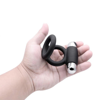 Bullet-Powered Silicone Vibrating Dick Ring And Ball Sex Toy for Men