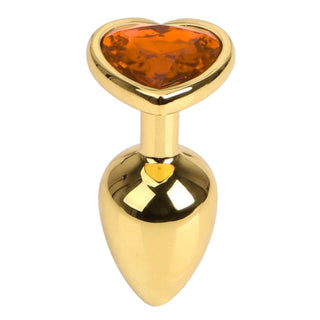 Heart-Shaped Stainless Steel Gold Plug 2.76 Inches Long