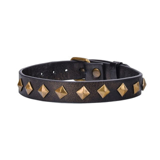 Genuine Vintage Leather Collar - An image of a brown leather collar adorned with diamond-shaped studs, exuding elegance and control.