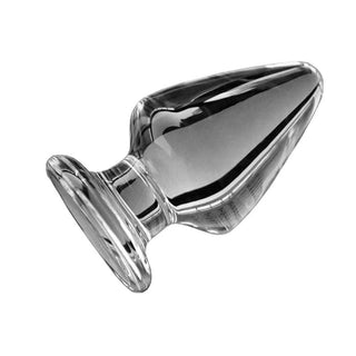 Here is an image of a durable tempered glass butt plug for men, promising a smoother and more fulfilling penetration.