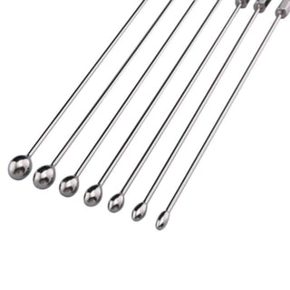 This is an image of Metal Urethral Play Penis Wand (Non-Vibrating) - 8.94 inches in length with varying diameters for heightened sensations.