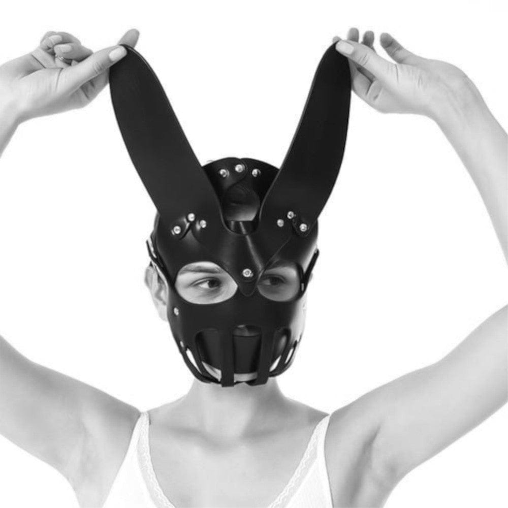 Badass Black Leather Rabbit Mask