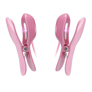 An image highlighting the high-quality silicone and ABS materials used in Pink Vibrating Electro Nipple Clamps Set.