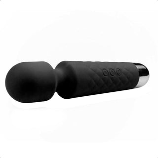 A luxurious and safe wand vibrator crafted from premium-grade silicone in black color.