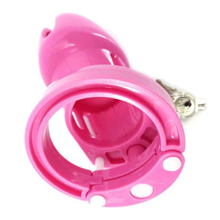 This is an image of Vivid Pink Cage, a perfect tool to explore male chastity dynamics.