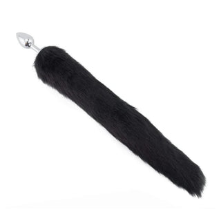 Midnight Black Wolf Tail with Stainless Steel Butt Plug