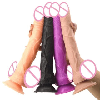 What you see is an image of Pegging Adventure 9 Inch Dildo With Strap On Harness in purple color