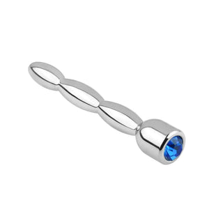 Beaded plug with blue jewel for urethral stimulation