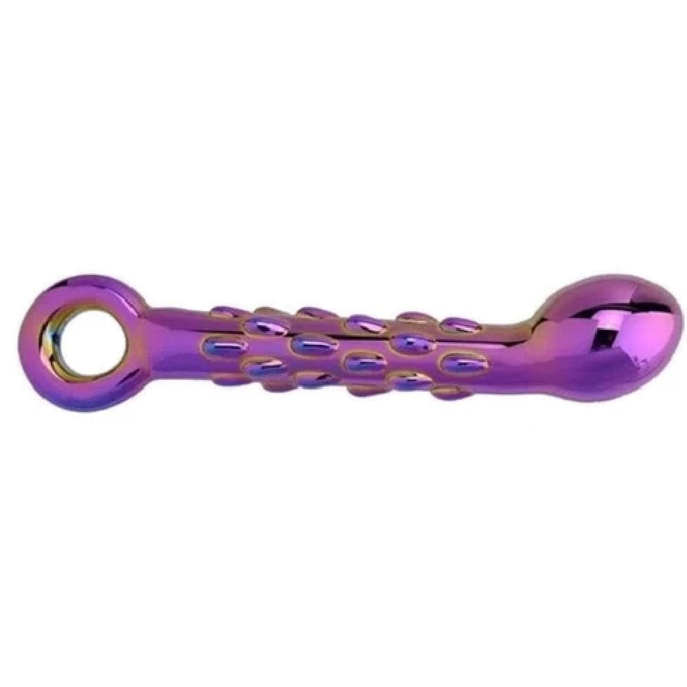 Handle-end of the purple crystal dildo for easy grip and control during use.