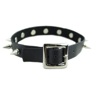This is an image of Vintage Leather Studded Collar with metal studs providing a contrasting texture for sensory play.