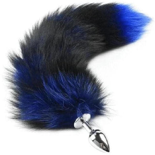 A colorful faux fur tail on Super Fluffy and Colorful Fox Tail 22 Inches Long Butt Plug, adding an extra dimension to play.