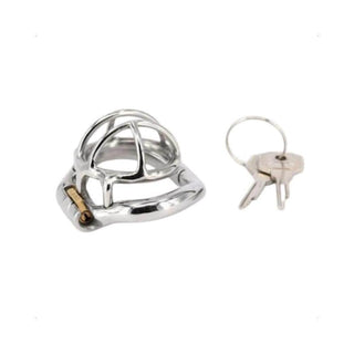 Pictured here is an image of Mr. Shorty Small Steel Flat Chastity Device, crafted from top-quality 304 stainless steel for safety and comfort.