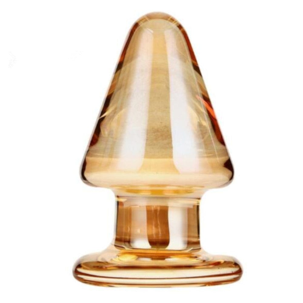 Big and Chunky Golden Glass Butt Plug 3.54 to 3.74 Inches Long