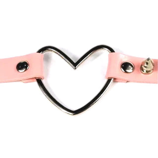 View the image of Cute Pink & Spiky Slave Collar Non-Leather, crafted with synthetic leather and zinc alloy for safety, durability, and a fashion statement.