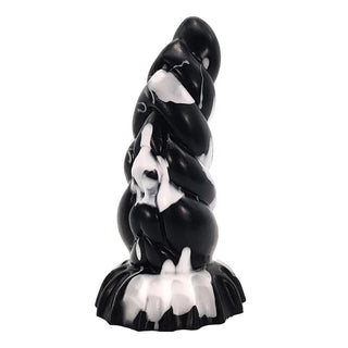 Take a look at an image of BBC Werewolf Dragon Dildo Hole Wrecker Knotted Dildo in black with white color, made of silicone material.