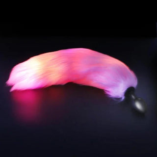 Image of 9.06-inch white fur tail and 2.76-inch black silicone plug of Fox Tail Butt Plug.
