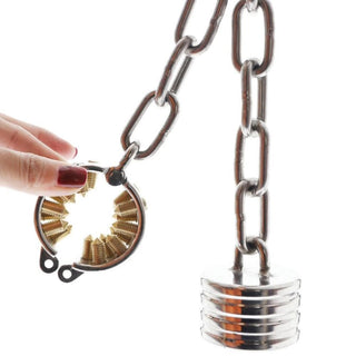Presenting an image of Spiked Ball Stretcher Shackle Weights Penis, offering an irresistible stretch and symphony of sensations.