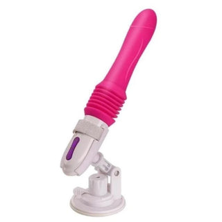 Dildo machine with telescopic feature for hands-free pleasure and unique thrusting motions.