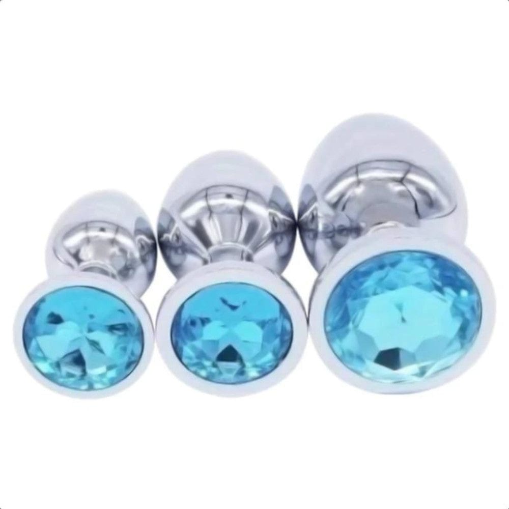 This is an image of a stunning jewel-adorned butt plug set for beginners and experienced individuals.