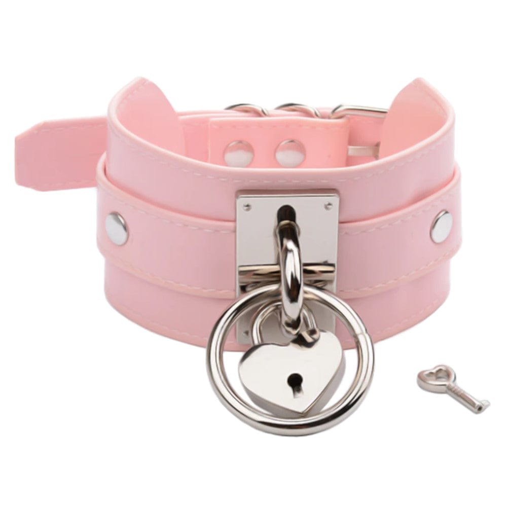 Oversized Girly Pink Leather Collar