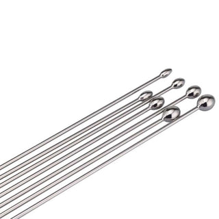 This is an image of Metal Urethral Play Penis Wand (Non-Vibrating) - radiantly silver in color for a pristine and immersive experience.