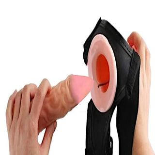 Realistic Hollow Dildo Strap On For Men - An image of a 1.57-inch hollow hole in a 1.97-inch width silicone tool for enhanced natural attributes.