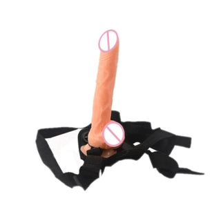 In the photograph, you can see an image of Pegging Adventure 9 Inch Dildo With Strap On Harness in black color
