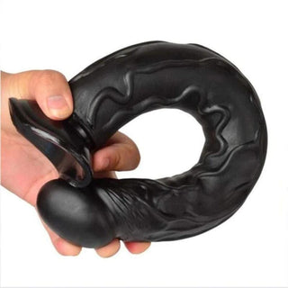Here is an image of the black PVC Strap On in the Massive Black 10 Inch to 14 Inch Dildo Pegging Set, crafted for deep, fulfilling sensations.