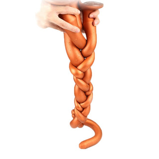 Image showing a long and girthy dildo with a strong suction cup for hands-free play.