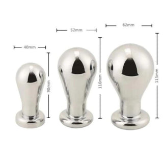 Stainless Steel Toy Bulb Jeweled Butt Plug Large 3pcs Anal Trainer Set