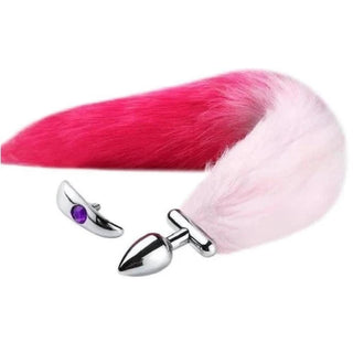 Flexible and Removable Fur Metallic Tail Plug 17 Inches Long