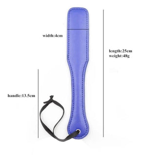 Featuring an image of a lavender-colored paddle with a string for discreet storage.