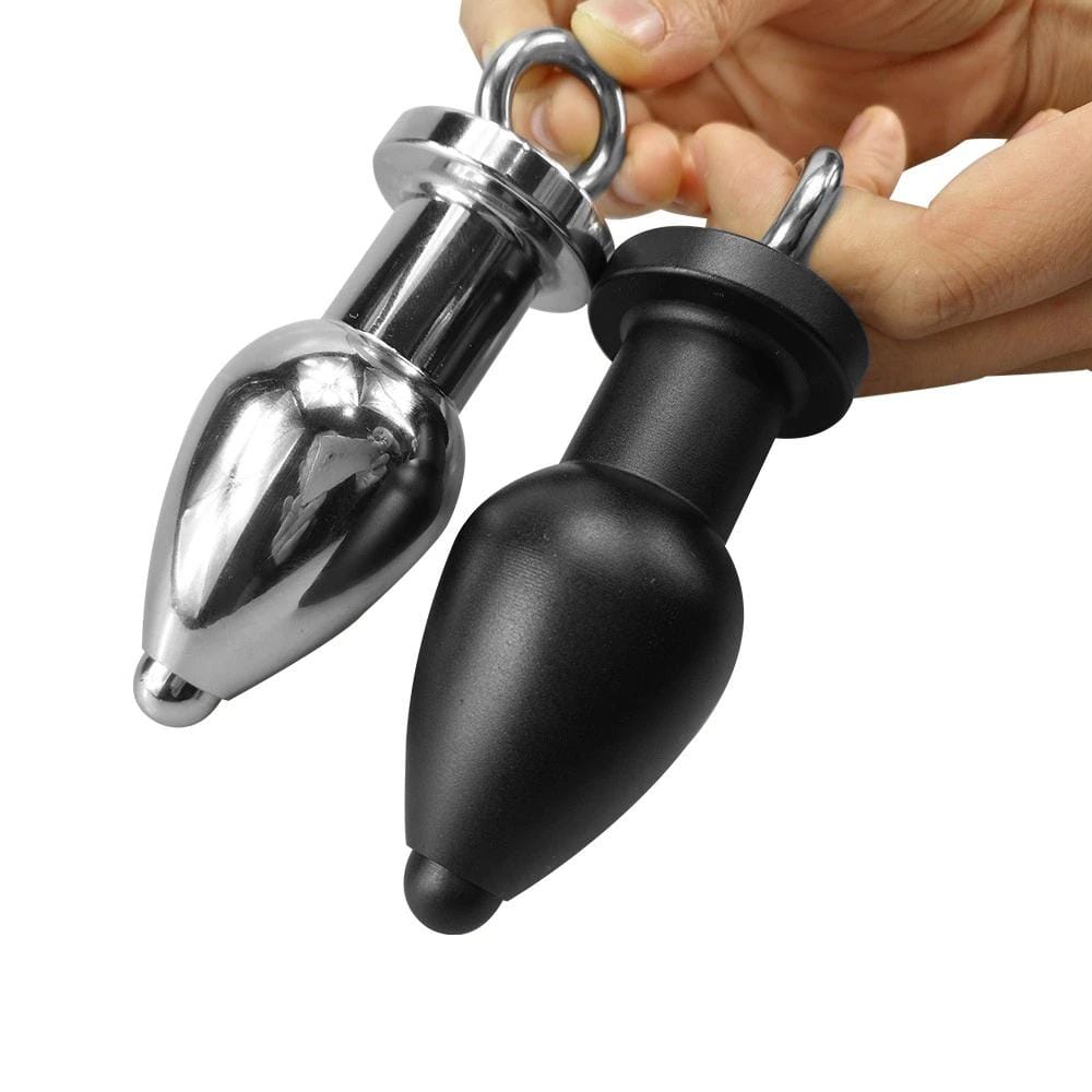 Metal Ass Dilator Hollow Anal Plug 4.53 Inches Long, with precise dimensions of 4.53 inches in length, 2.24 inches head, and 1.50 inches width for intense pleasure.