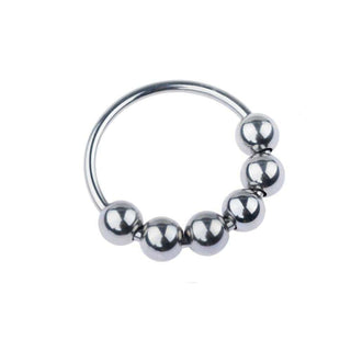 This is an image of Stainless Sextet Beaded Ring, with a beaded design for unique aesthetics and deep arousal.