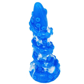 Featuring an image of a silicone tentacle dildo with a 7.5 inch insertable length.