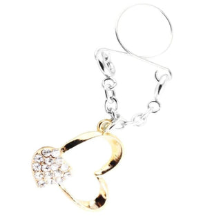 A picture of Dangling Heart Clip-on Nipple Jewelry made from stainless steel with crystal jewels.