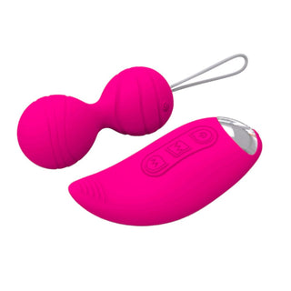 What you see is an image of the sleek eye-shaped remote control for 10-speed Rechargeable Vibrating Kegel Balls.