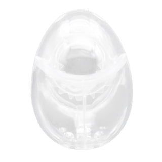 Full Enclosure Egg Cage, a clear plastic device with an egg-shaped design for comfort and control.