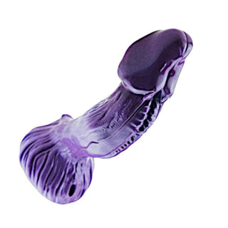 A picture of Purple Octopus 8.3 Dragon Dildo Monster, with a suction cup base for hands-free use and a curved head for G-spot or prostate stimulation.