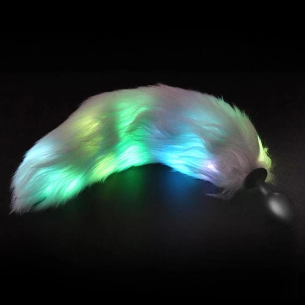 Image of LED Fox Tail Butt Plug designed for sensual pleasure with swaying tail and LED light feature.