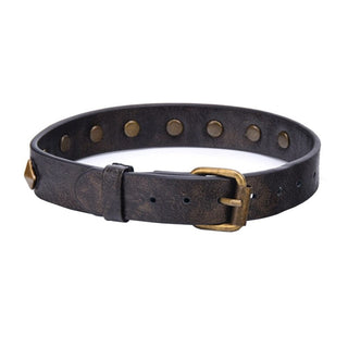 Genuine Vintage Leather Collar - A high-quality leather collar in brown color, designed for style and sensuality.
